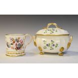 Coalport style tankard having hand painted decoration of flowers with gilt highlights and