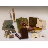 Assorted ephemera including 1937 Coronation card, Winston Churchill humorous card, two cased cigars,