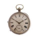 Late Victorian silver open-face pocket watch, white Roman dial inscribed Veracity Watch J.N.