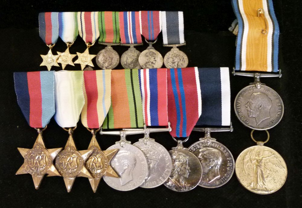 Group of assorted World War I and World War II items comprising of medal groups to include; 1939-