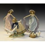Four Lladro figures - May Dance, Spring Dance, Wildgoose Chase and Duckling, the tallest