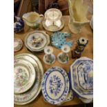 Large selection of ceramics to include; 19th Century blue transfer-printed pottery vegetable dish