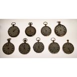 Nine assorted 19th Century open-face pocket watches to include Brockbank of London No.I6220, James