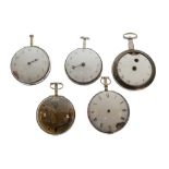 Five early 19th Century open-face pocket watches to include Edward Lamer of London No.19826, C.