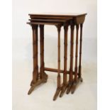 Reproduction mahogany nest of quartetto tables and one other similar, 40.5cm wide