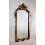 Reproduction gilt framed wall mirror with acanthus cresting, 89cm high