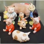 Group of seven assorted ceramic pigs to include Beswick, Beatrix Potter 'Little Pig Robinson' and '