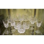 Selection of Waterford Crystal drinking glasses comprising four brandy balloons, three whisky