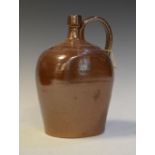 19th Century salt-glazed stoneware flagon, impressed number 2, of straight-sided ovoid form, 24cm