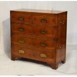 Reproduction yew finish campaign chest, fitted two pairs of brass carry handles, 91.5cm wide