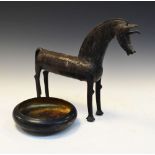 Reproduction bronzed model of an archaistic-style Chinese horse, 28cm high, together with a