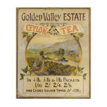 Advertising - Card advertising board for Ceylon Tea, Golden Valley Estate, 58cm x 46cm