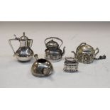 Group of 800-standard white metal miniature vessels comprising coffee pot, tea pot and hot water