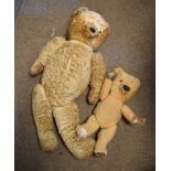 Large vintage 20th Century Golden mohair children's teddy bear, measuring 71cm high, together with