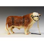 Melba ceramic figure of a Highland bull, 42cm long x 24.5cm high