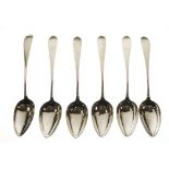 Set of six George III Scottish silver dessert spoons, Edinburgh 1792, sponsor WR (William