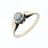 9ct gold and solitaire diamond ring, size O, 1.9g gross approx