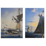 Geoff Hunt - Limited edition coloured print - The Mauritius Command and Master and Commander,