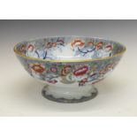 Late 19th Century ironstone china punch bowl having transfer printed underglaze blue floral