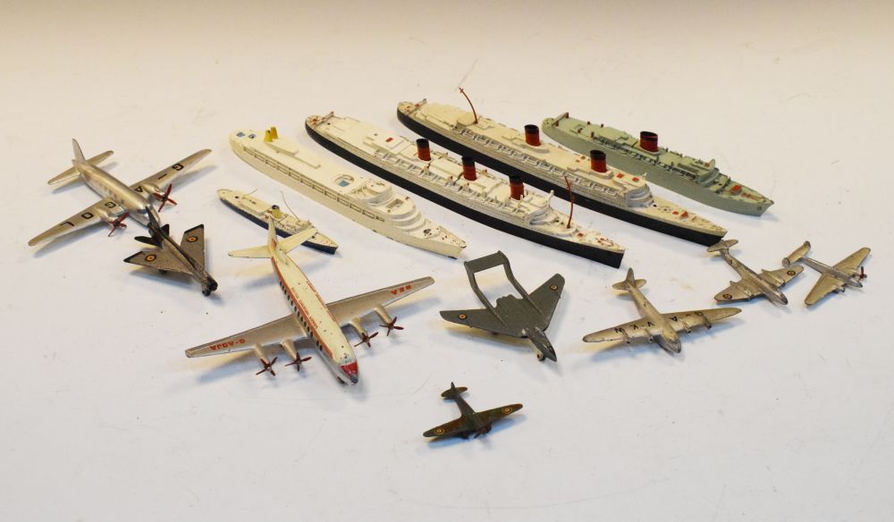 Four vintage Triang die-cast model ocean liners to include; M715 RMS Camberra, M703 RMS Queen