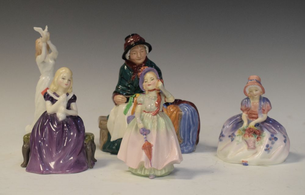 Five assorted Royal Doulton figures - Silks & Ribbons HN2017, Babie HN1679, Monica HN1467, Affection