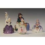 Five assorted Royal Doulton figures - Silks & Ribbons HN2017, Babie HN1679, Monica HN1467, Affection