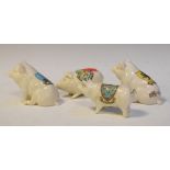 Four assorted crested ware pigs