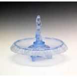 1930's period frosted blue glass table decoration, 31cm wide