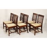 Set of six Sheraton style mahogany dining chairs having drop-in seats and reeded front supports