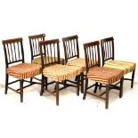 WITHDRAWN - Set of six 19th Century Sheraton style mahogany dining chairs having satinwood inlaid ba