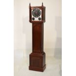 Mahogany finish longcase clock having quartz movement with temperature and humidity, 174cm high