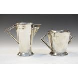 George V silver Art Deco-style milk jug and two-handled sugar basin, Birmingham 1932, sponsors R&