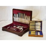 Canteen of Atkinson Brothers silver plated cutlery, together with a cased set of fish servers