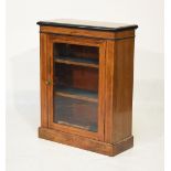 Victorian walnut side cabinet, fitted one glazed door on plinth base, 72.5cm wide