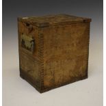 Mid 20th Century oak box having hinged cover, the front stamped 'The T.A. Company 1944', 24cm wide