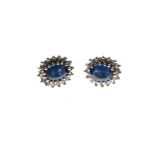 Pair of 9ct gold, sapphire and diamond ear studs, 2.6g gross approx