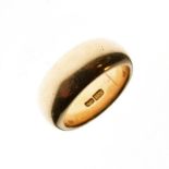 Yellow metal wedding band stamped 18c, size O½, 9.9g approx