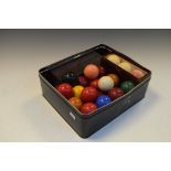 Selection of vintage snooker balls to include three ivory examples