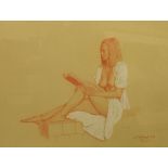 K.Jepson - Chalk and body colour - 'Pamela', signed and dated 1974, 41cm x 55cm, framed and glazed