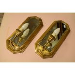 Pair of modern gilt wall lights, 36cm high