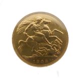 Gold Coin - Edward VII sovereign 1908