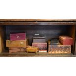 Selection of various Morocco bound and wooden boxes, etc