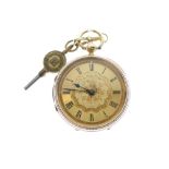 Lady's 18ct gold open-face fob watch, gilt Roman dial, back-wound movement No27448, 40mm diameter,