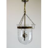 Laura Ashley engraved glass ceiling light fitting, 45cm high