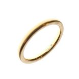 Yellow metal wedding band, marks indistinct but probably 22ct gold, size H, 3.4g approx