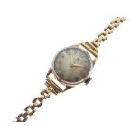 Omega - Lady's 9ct gold wristwatch, circular Arabic dial, 20mm diameter with gold bracelet strap,