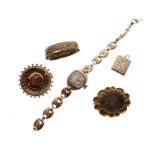 Assorted gold and yellow metal to include; lady's wristwatch by Roemer, 'rose gold' locket, two