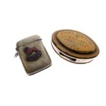 Local Interest - Early 20th Century brass oval snuff box, the lid stamped Edward Hollister Winford