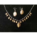 Tigers eye set pendant and pair of matching drop earrings