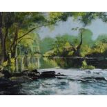 Robert Jennings (Contemporary English School) - Gouache - 'River Taw, Eggesford', signed lower right